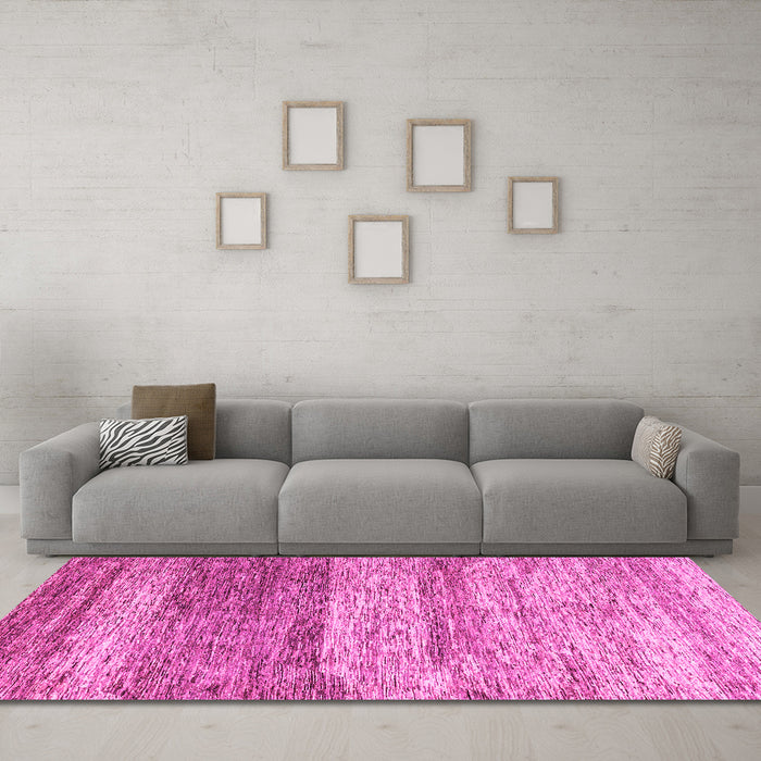 Machine Washable Oriental Pink Modern Rug in a Living Room, wshabs4215pnk