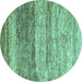 Round Oriental Turquoise Modern Rug, abs4215turq