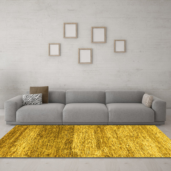 Machine Washable Oriental Yellow Modern Rug in a Living Room, wshabs4215yw