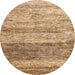 Round Abstract Light Brown Oriental Rug, abs4215