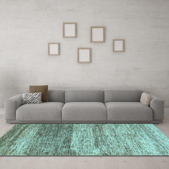 Machine Washable Oriental Light Blue Modern Rug in a Living Room, wshabs4215lblu
