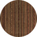 Round Machine Washable Oriental Brown Modern Rug, wshabs4216brn