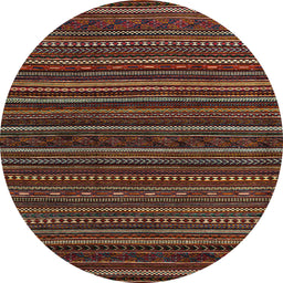 Round Machine Washable Abstract Brown Rug, wshabs4216