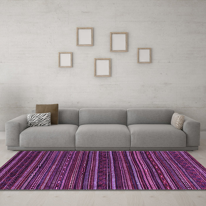 Machine Washable Oriental Purple Modern Area Rugs in a Living Room, wshabs4216pur