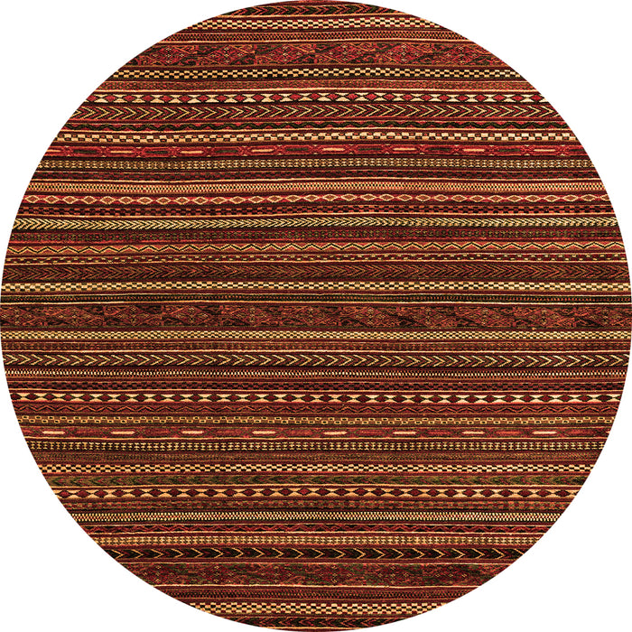 Round Machine Washable Oriental Orange Modern Area Rugs, wshabs4216org