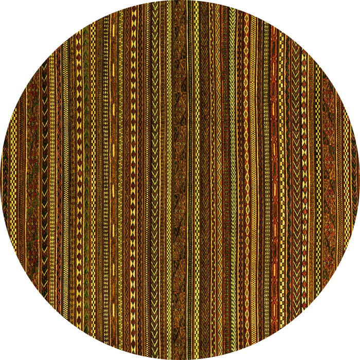 Round Machine Washable Oriental Yellow Modern Rug, wshabs4216yw