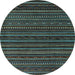 Round Machine Washable Oriental Light Blue Modern Rug, wshabs4216lblu