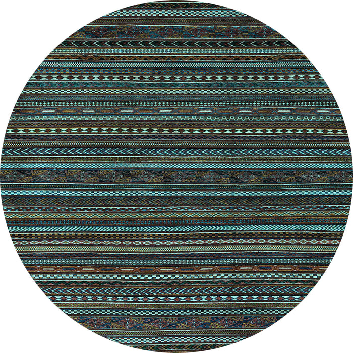 Round Oriental Light Blue Modern Rug, abs4216lblu