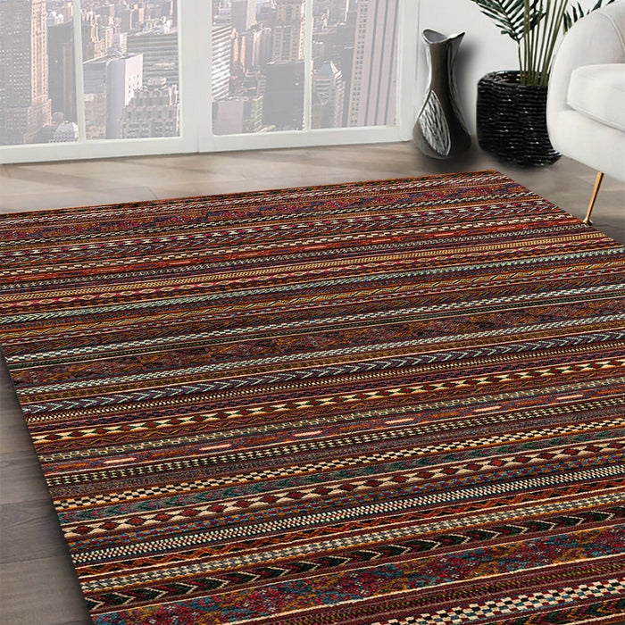Machine Washable Abstract Brown Rug in a Family Room, wshabs4216