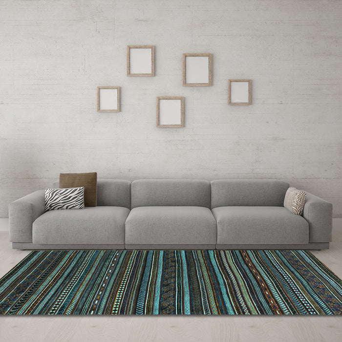 Machine Washable Oriental Light Blue Modern Rug in a Living Room, wshabs4216lblu