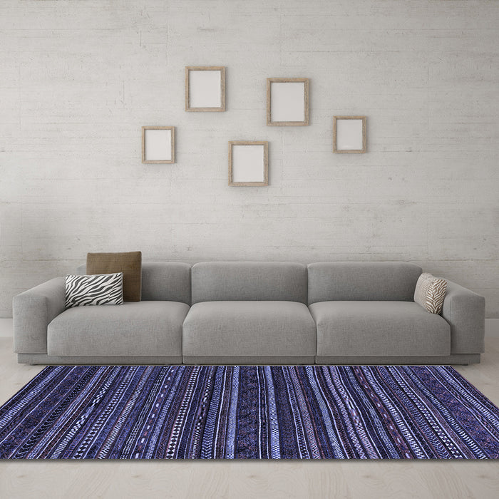 Machine Washable Oriental Blue Modern Rug in a Living Room, wshabs4216blu