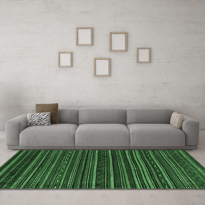 Machine Washable Oriental Emerald Green Modern Area Rugs in a Living Room,, wshabs4216emgrn