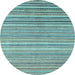 Round Oriental Light Blue Modern Rug, abs4217lblu