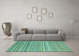 Machine Washable Oriental Turquoise Modern Area Rugs in a Living Room,, wshabs4217turq