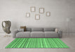 Machine Washable Oriental Emerald Green Modern Area Rugs in a Living Room,, wshabs4217emgrn