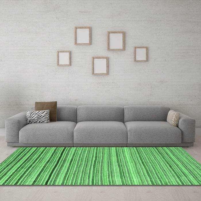 Machine Washable Oriental Emerald Green Modern Area Rugs in a Living Room,, wshabs4217emgrn