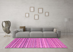 Machine Washable Oriental Pink Modern Rug in a Living Room, wshabs4217pnk
