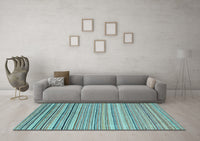 Machine Washable Oriental Light Blue Modern Rug, wshabs4217lblu