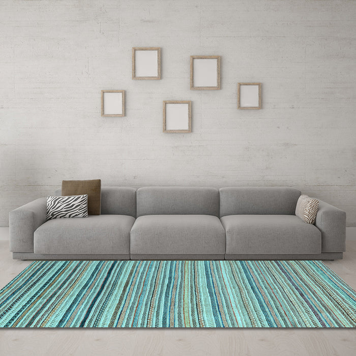 Machine Washable Oriental Light Blue Modern Rug in a Living Room, wshabs4217lblu