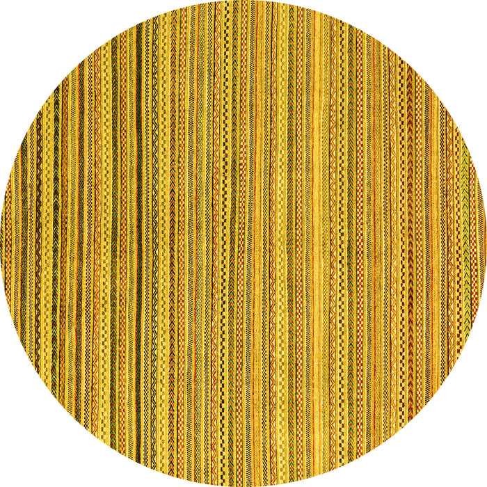 Round Machine Washable Oriental Yellow Modern Rug, wshabs4217yw