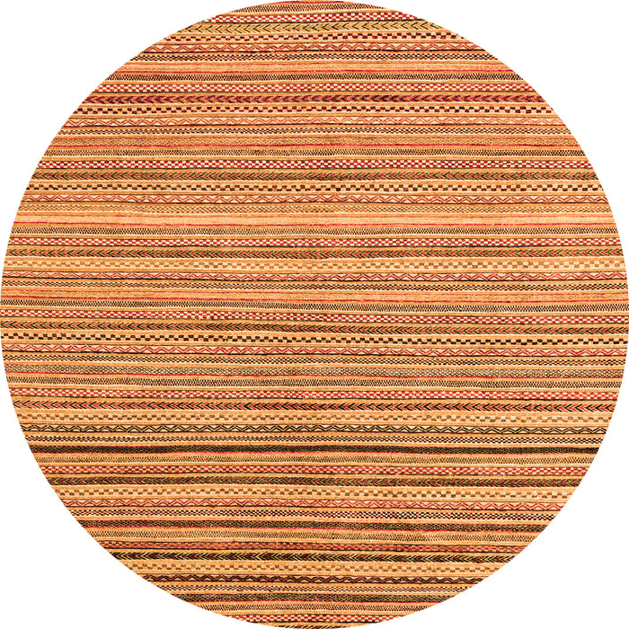 Round Machine Washable Oriental Orange Modern Area Rugs, wshabs4217org