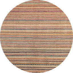 Round Machine Washable Abstract Yellow Rug, wshabs4217
