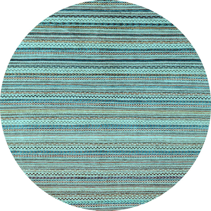 Round Machine Washable Oriental Light Blue Modern Rug, wshabs4217lblu