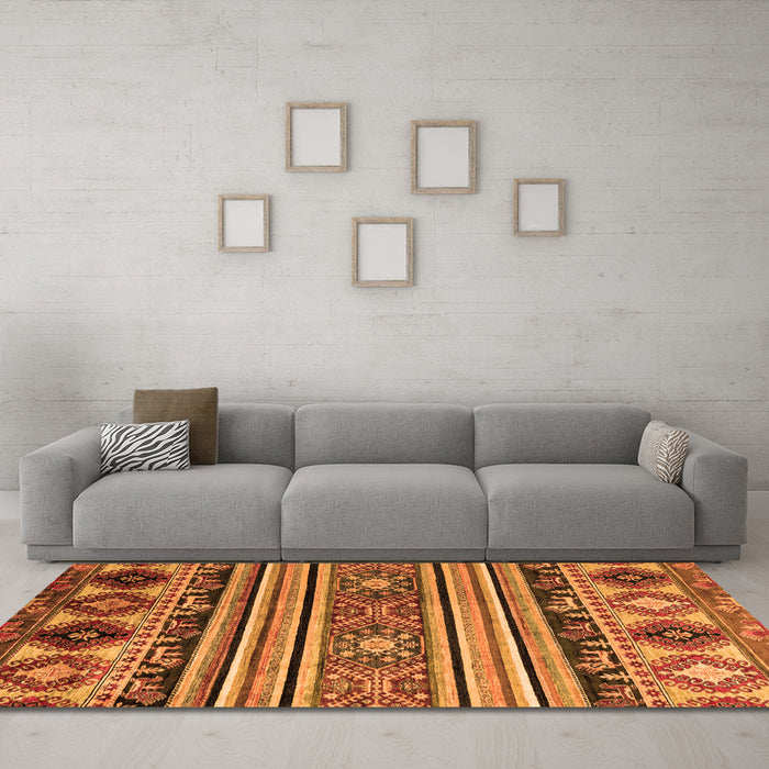 Machine Washable Oriental Orange Modern Area Rugs in a Living Room, wshabs4218org