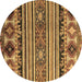 Round Oriental Brown Modern Rug, abs4218brn