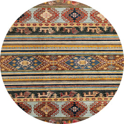 Round Machine Washable Abstract Red Brown Rug, wshabs4218
