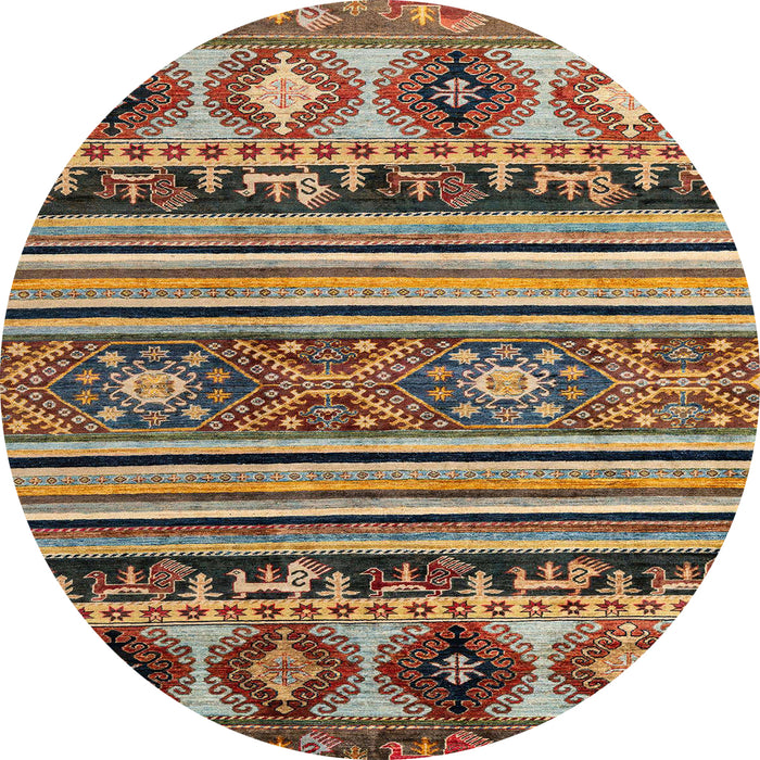 Round Machine Washable Abstract Red Brown Rug, wshabs4218