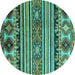 Round Oriental Turquoise Modern Rug, abs4218turq