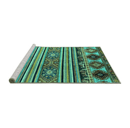 Sideview of Machine Washable Oriental Turquoise Modern Area Rugs, wshabs4218turq