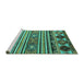 Sideview of Machine Washable Oriental Turquoise Modern Area Rugs, wshabs4218turq