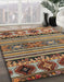 Abstract Red Brown Oriental Rug in Family Room, abs4218