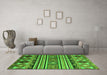 Machine Washable Oriental Green Modern Area Rugs in a Living Room,, wshabs4218grn