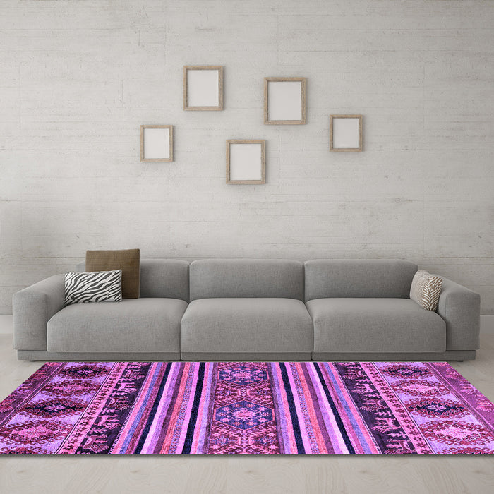 Machine Washable Oriental Purple Modern Area Rugs in a Living Room, wshabs4218pur