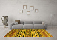 Machine Washable Oriental Yellow Modern Rug, wshabs4218yw