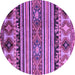 Round Machine Washable Oriental Purple Modern Area Rugs, wshabs4218pur