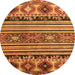 Round Machine Washable Oriental Orange Modern Area Rugs, wshabs4218org