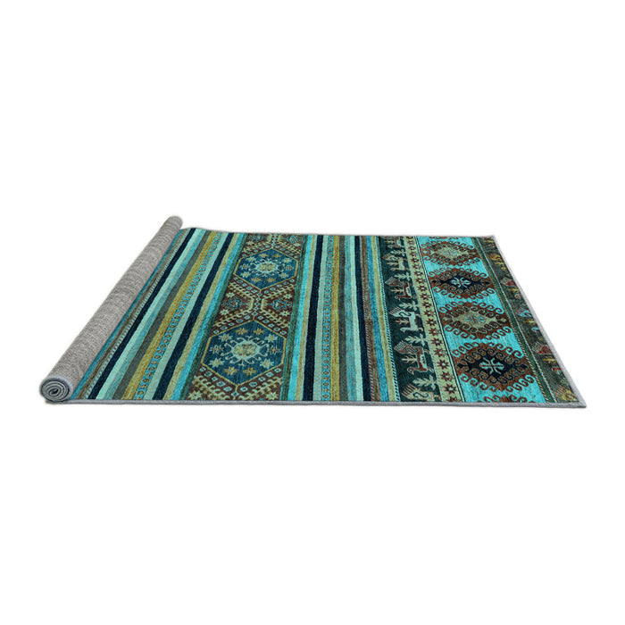 Sideview of Machine Washable Oriental Light Blue Modern Rug, wshabs4218lblu