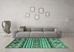 Machine Washable Oriental Turquoise Modern Area Rugs in a Living Room,, wshabs4218turq