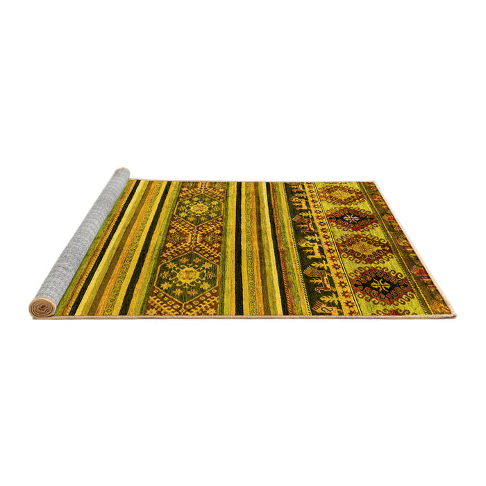 Sideview of Machine Washable Oriental Yellow Modern Rug, wshabs4218yw