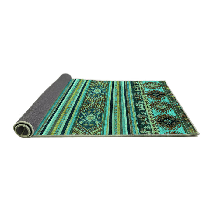 Sideview of Oriental Turquoise Modern Rug, abs4218turq