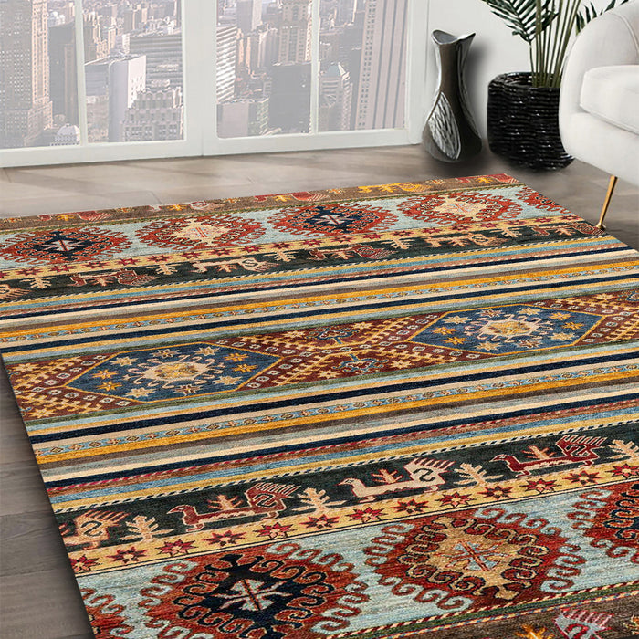 Machine Washable Abstract Red Brown Rug in a Family Room, wshabs4218