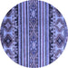 Round Oriental Blue Modern Rug, abs4218blu