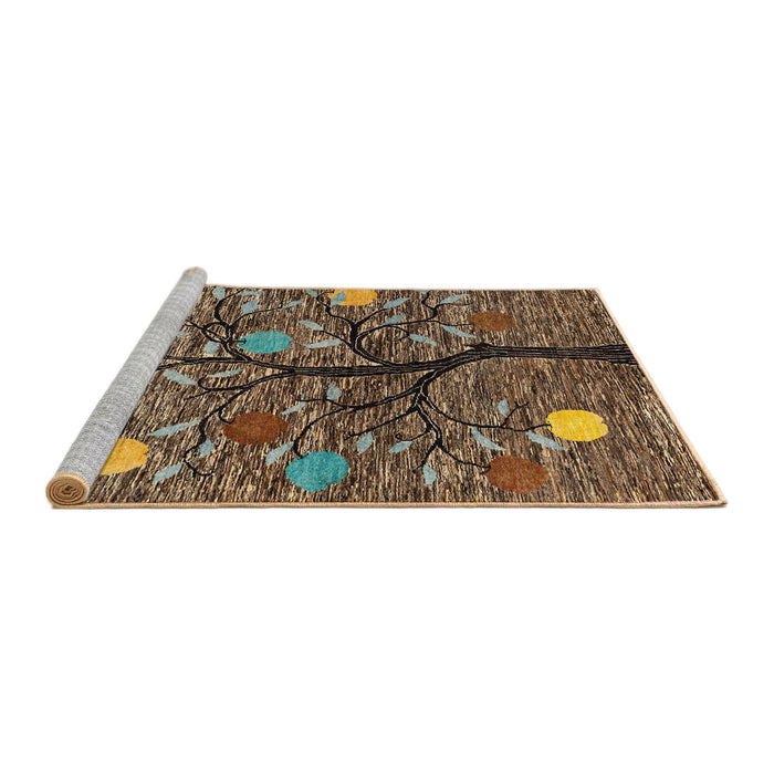 Sideview of Machine Washable Abstract Bakers Brown Rug, wshabs4219