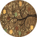 Round Abstract Brown Modern Rug, abs4219brn