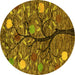 Round Abstract Yellow Modern Rug, abs4219yw