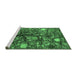 Sideview of Machine Washable Abstract Emerald Green Modern Area Rugs, wshabs4219emgrn